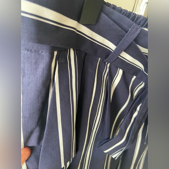 10 🔖 J.CREW P-Striped Wide Leg Cropped Pant Navy Blue WQ3736 $128 - Picture 9 of 10